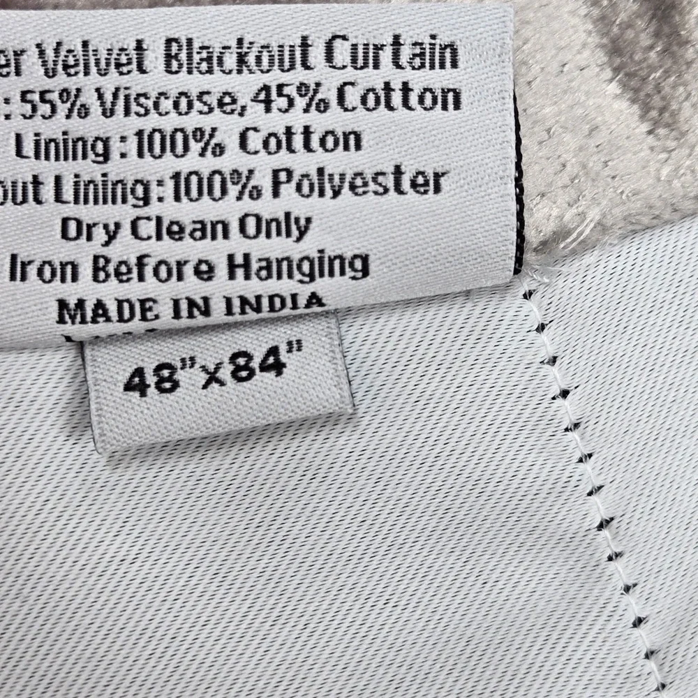 NWT QUINCE Set 48x84 Luster Velvet Room Darkening Curtain Silver 2494